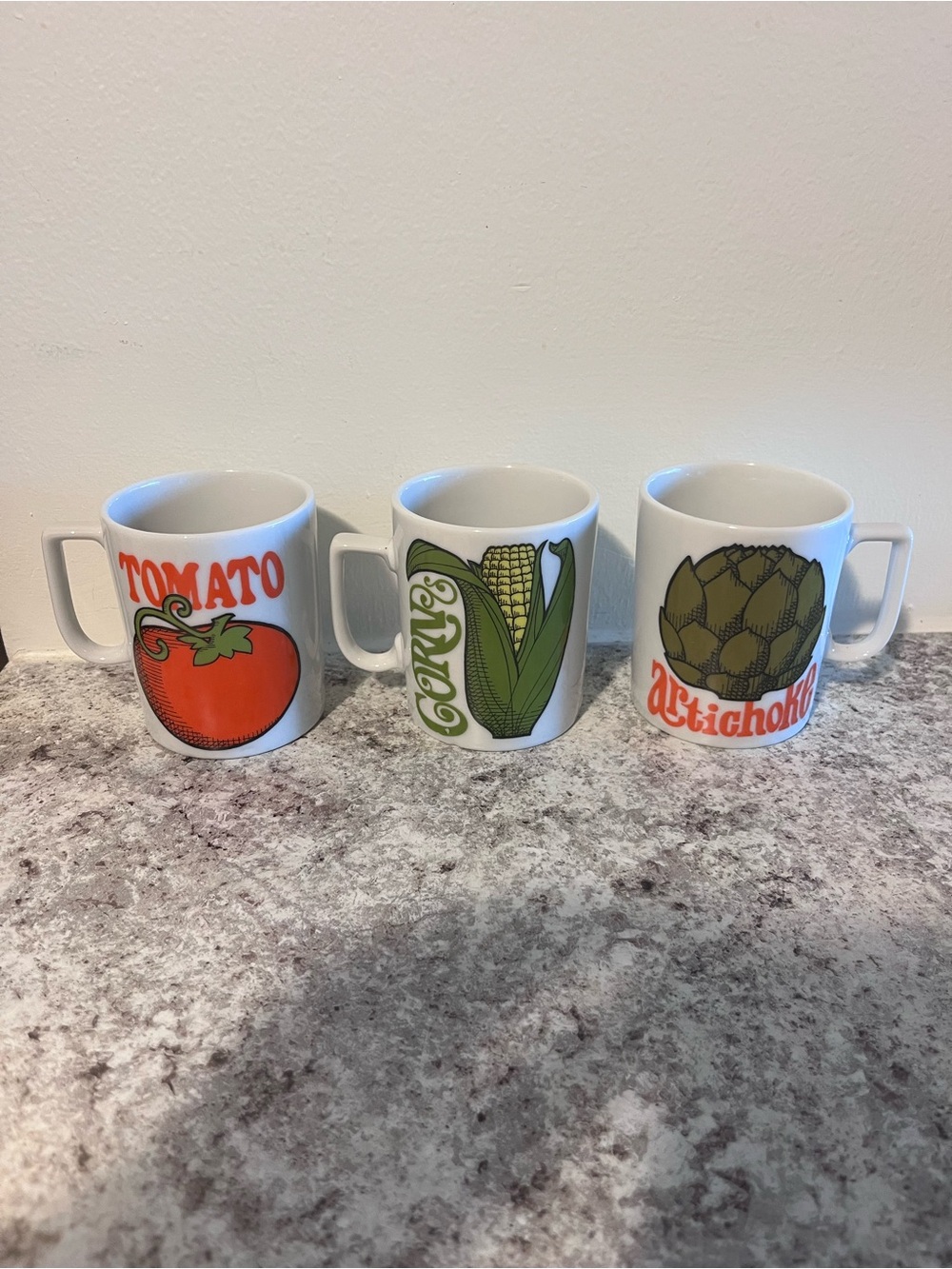 Vintage 1970s Vegetable Mugs Made in Japan, Set of Three